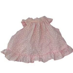 VTG Cradle Togs Baby Dress Apron Pink Floral Ruffle Sleeve Bow‎ Size 0-6 Months